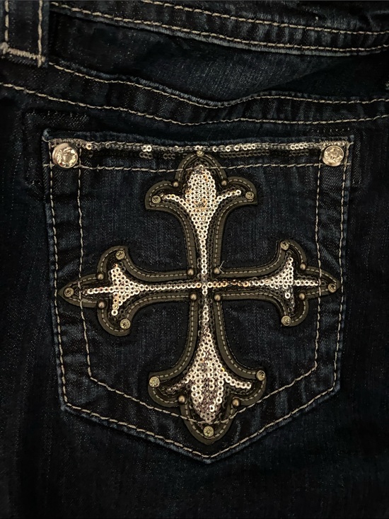 Miss Me Denim - Miss Me Dark Wash Jeans with Embroidered Back Pockets and sequins